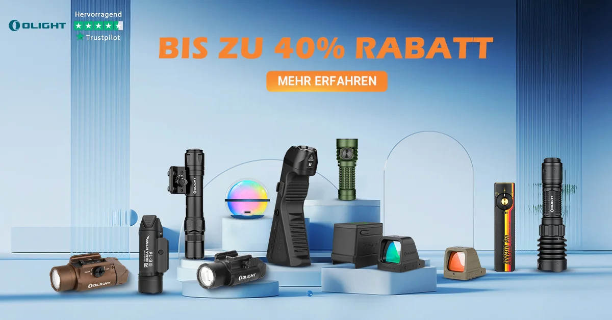 Olight Outdoor & taktische Taschenlampen, Waffenlichter, Optik. Jetzt bis 40% Rabatt entdecken.