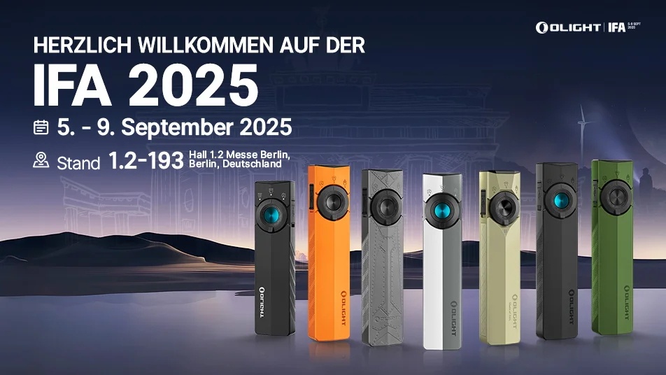 IFA 2025 Berlin: Olight mit vielseitigen Taschenlampen an Stand 1.2-193, 5.-9. September.